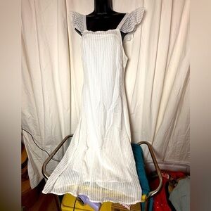 Versona Angel Cap Sleeve White Lined Summer Dress Womens Sz M NWT